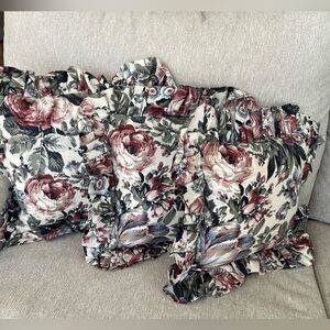 Vintage style handmade set of 3 Cotrage shabby decorative pillows English Rose